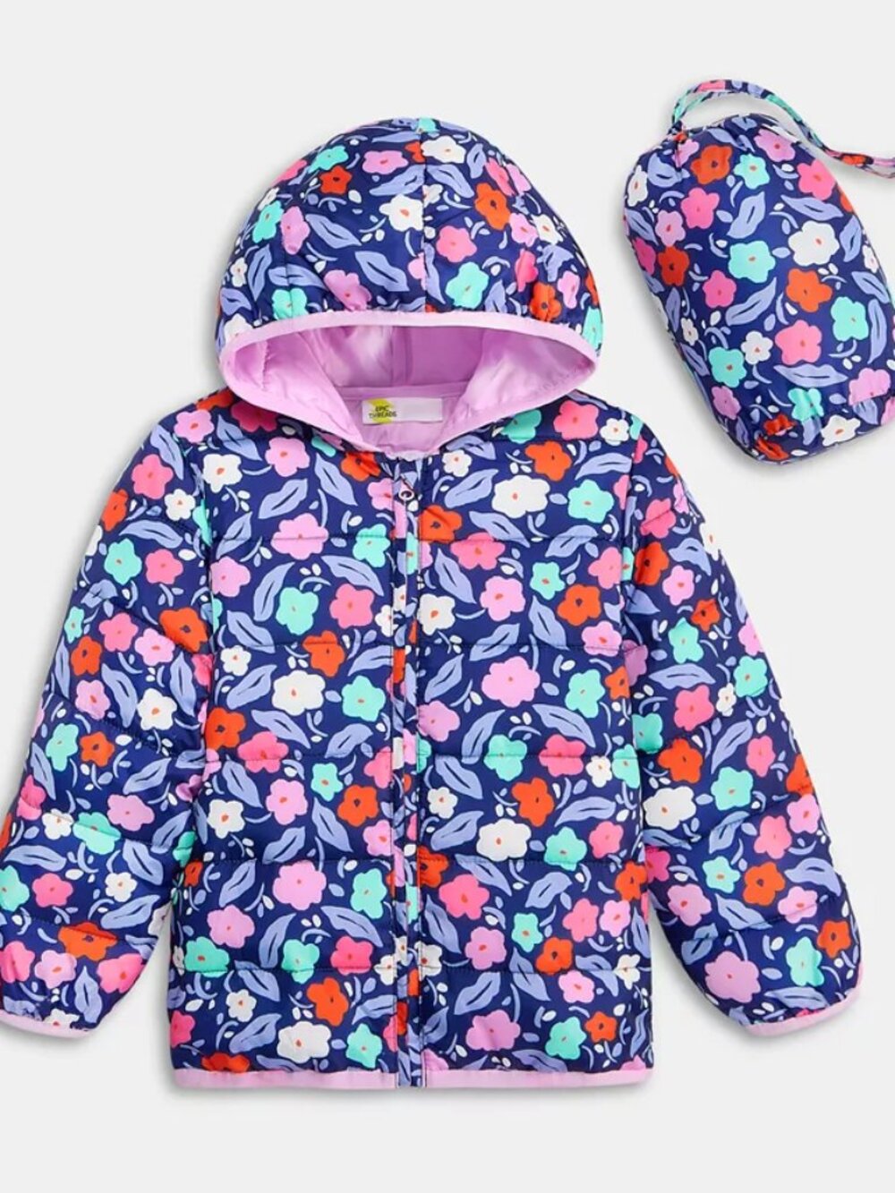 Epic Threads NWT 3T Lightweight Packable Floral Jacket with Storage Bag
